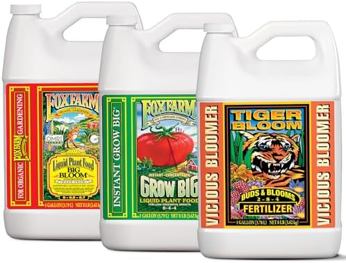 FoxFarm Soil Liquid Trio Pack - Big Bloom, Grow Big, Tiger Bloom Fertilizers Supports Vigorous Plant Growth, Bud Development & Abundant Fruit - Complete Liquid Plant Food Set - 3 Pint Bottles