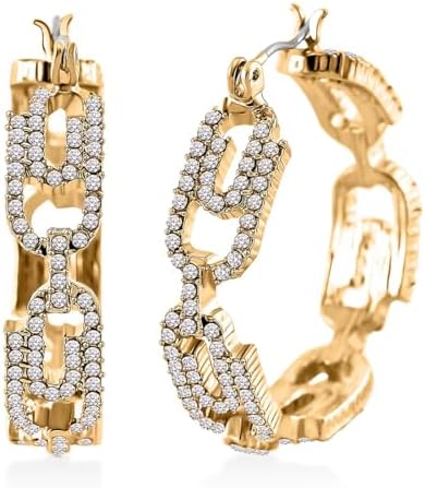 Crystal Paper Clip Hoop Earrings in Goldtone Gifts