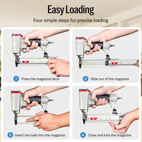 meite F32 Brad Nailer 18 Gauge 3/8" to 1-1/4" Pneumatic Tool for Woodworking Projects
