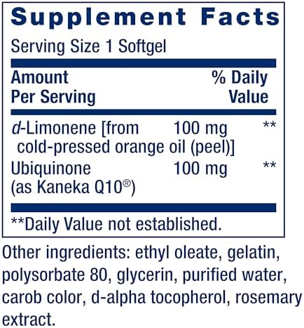 Life Extension CoQ10 (Ubiquinone) with d-Limonene – Heart Health, Fight General Fatigue, Better Absorption – Gluten-Free, Non-GMO – 60 Softgels
