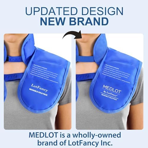 LotFancy Ice Pack for Neck Shoulder, Reusable Cold Neck Wrap for Pain Relief, Flexible Gel Pack with Adjustable Straps