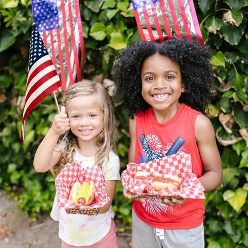 12 Pack Small American Flags on Stick Small US Flags/Mini American Flags for Outside 4x6 Inch American Hand Held Stick Flags with Kid-Safe Spear Top