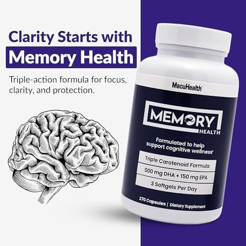 Memory Health Omega 3 - Carotenoids and Vitamin E, For Mental Focus