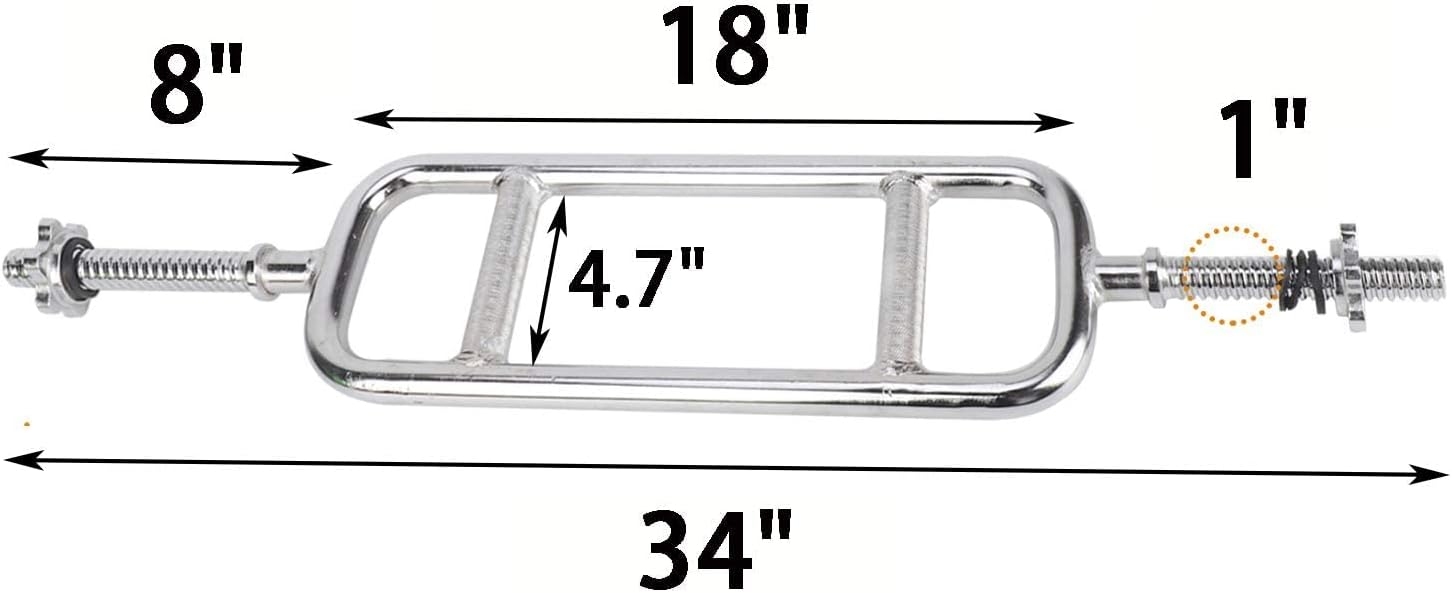 uyoyous 34'' Olympic Triceps Bar Solid Weight Bar with 2 Ring Collars