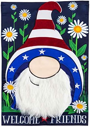Evergreen Flag Beautiful Patriotic Gnome Applique Garden Flag - 13 x 1 x 18 Inches Fade and Weather Resistant Outdoor Decoration For Homes