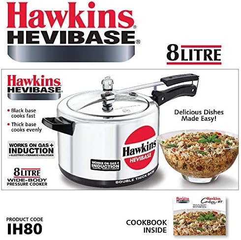 Hawkins Aluminium 5 Litre Hevibase Pressure Cooker, Induction Inner Lid Cooker, Silver (Ih50)