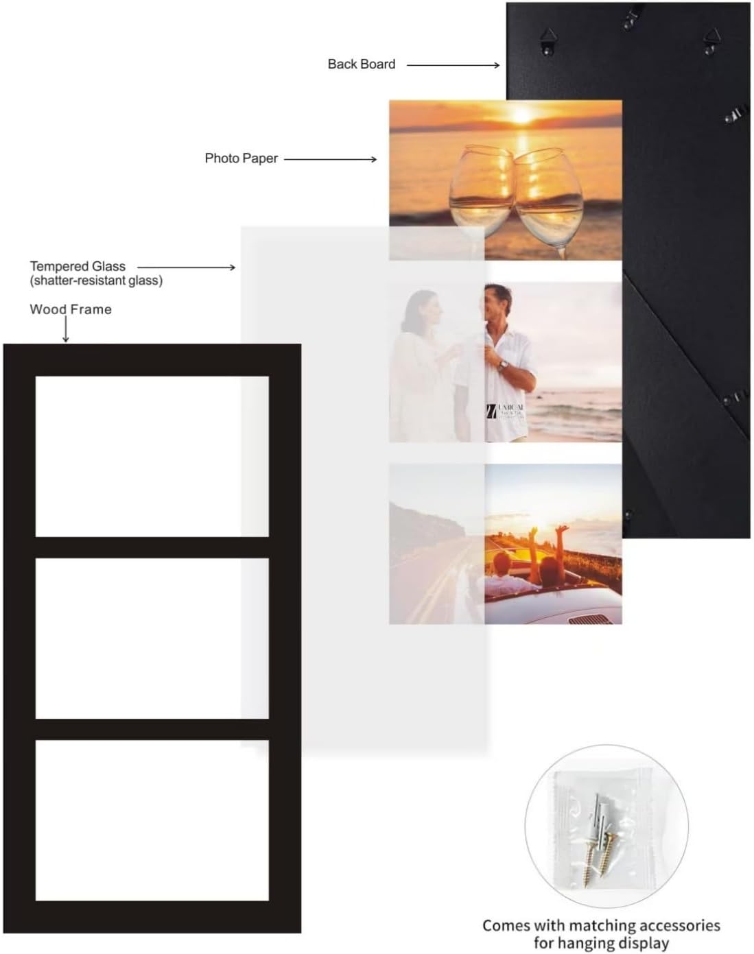 4x6 5-Opening Collage Picture Frame Black Wood