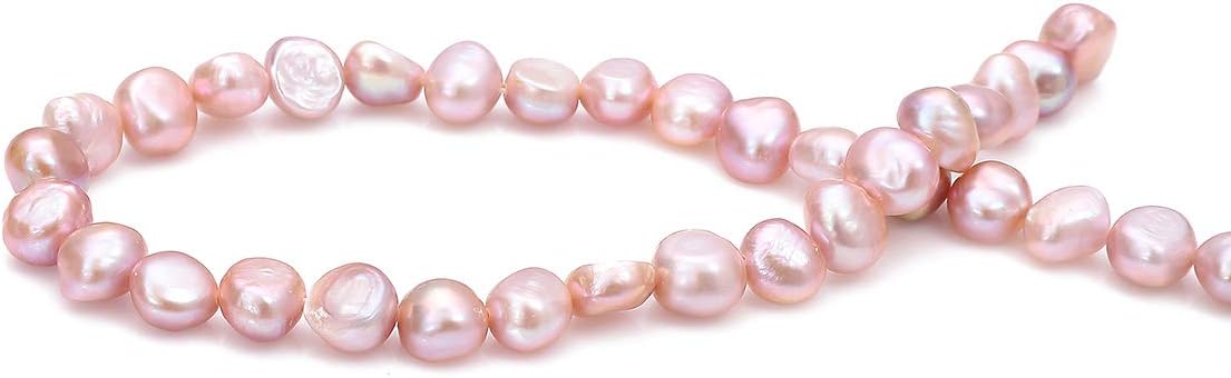 BEADIA Natural Pearl Beads Side Hole 7-8mm Purple Freshwater Cultured Loose Gemstone Beads for DIY Jewelry Making 13.8''/Strand