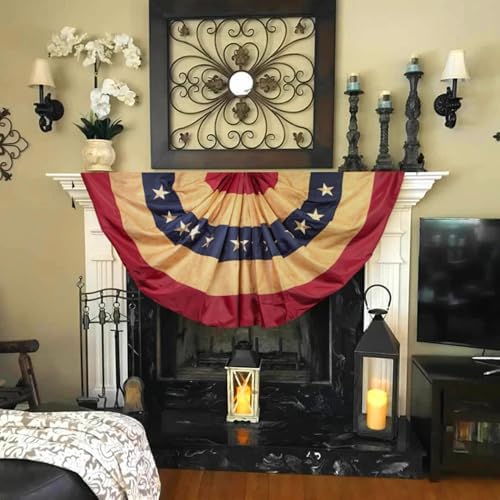 ANLEY Vintage Style US National Pleated Fan Flag