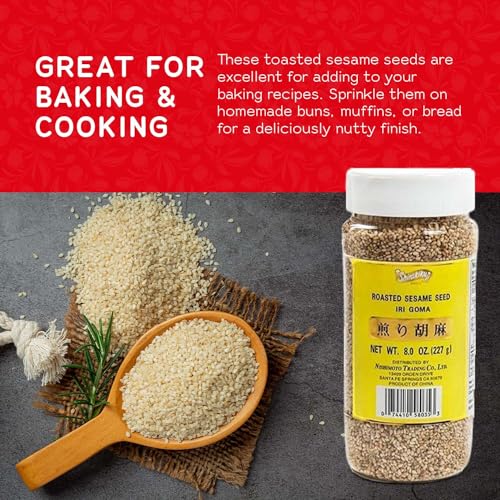 Shirakiku Roasted Sesame Seeds (IRI GOMA) | Perfect for Salad, Sushi, and Noodles Topping | Toasted Sesame Seeds with an Enticing Aroma, Flavor