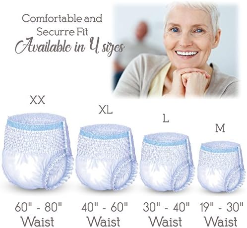Unique Wellness-Absorbent Underwear (Pull-Ups) Size Medium (19"–30" Waist) 16 Count, Made in USA