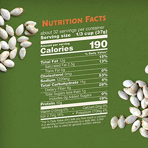 BIGS Pumpkin Seeds, Simply Salted Homestyle Flavor, 5 oz. (Pack of 12)