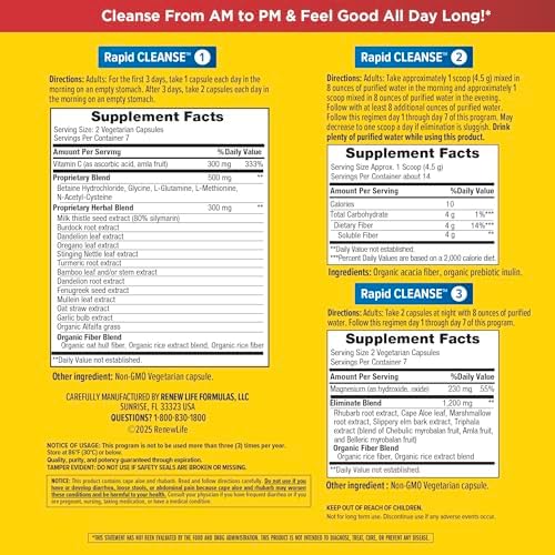 Renew Life Rapid Total Body Cleanse | 7 Day Program | Supports Regularity | Advanced Formula | Vegetarian, Dairy, and Gluten Free Supplement