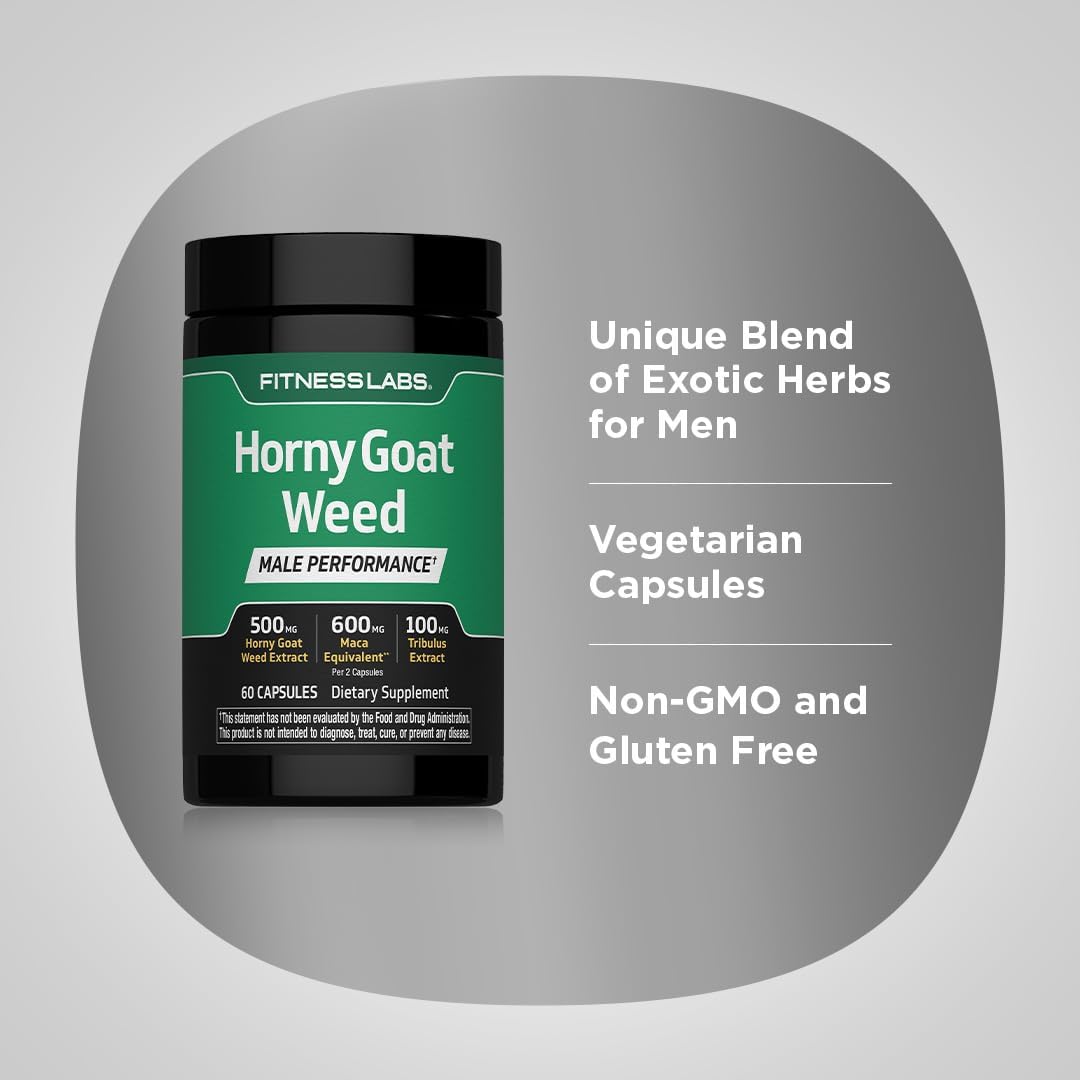 Piping Rock Fitness Labs Horny Goat Weed Complex | 500 mg | 60 Capsules | Vegetarian, Non-GMO Supplement