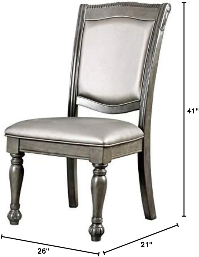 BOWERY HILL 19" Transitional Wood/Faux Leather Side Chair in Cherry (Set of 2)