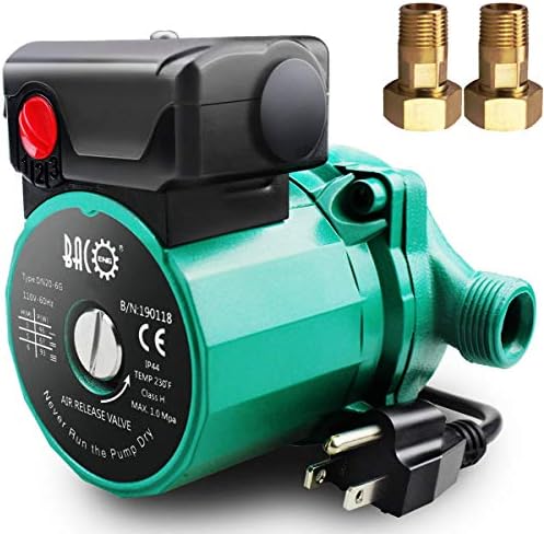 BACOENG Hot Water Recirculating Pump, Stainless Steel Head, Circulation Pump NPT 3/4", 3-Speed Control, Circulating Pump for Water Heater System