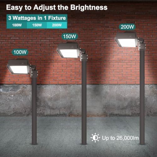 kadision 200W LED Flood Light, Dusk-to-Dawn Photocell, Slip Fitter Mount