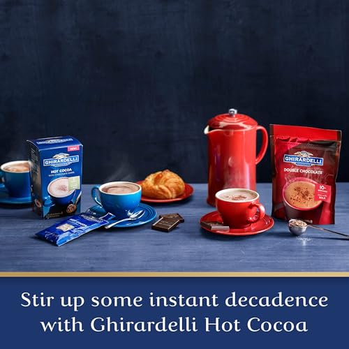 Ghirardelli Double Chocolate Hot Cocoa Mix, Approximately 0.85 oz Packets (Pack of 25) with Cocoa Scoop
