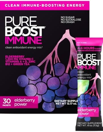 Pureboost Sugar-Free Immune Clean Energy Booster Drink Mix, Combo Pack 30ct