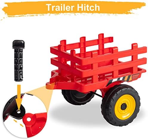 JOYMOR Ride on Tractor with Remote Control, 25W Motors Electric Tractor with Trailer for Toddler