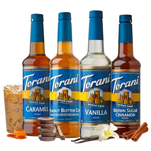 Torani Sugar Free Drink Syrup Soda Flavors Variety Pack, 25.4 fl oz, 4 Pack