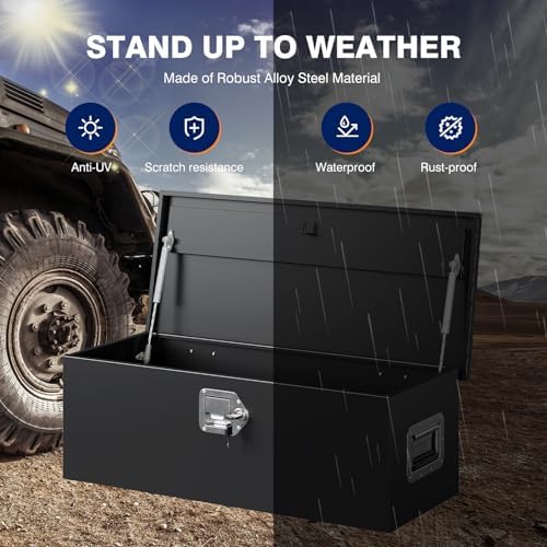 30 Inch Steel Heavy Duty Truck Bed Tool Box, Trailer Tongue Tool Box with Lock and Keys, Tool Box for Storage, Utility Trailer Tool Box for Truck, Pickup, RV, Trailer