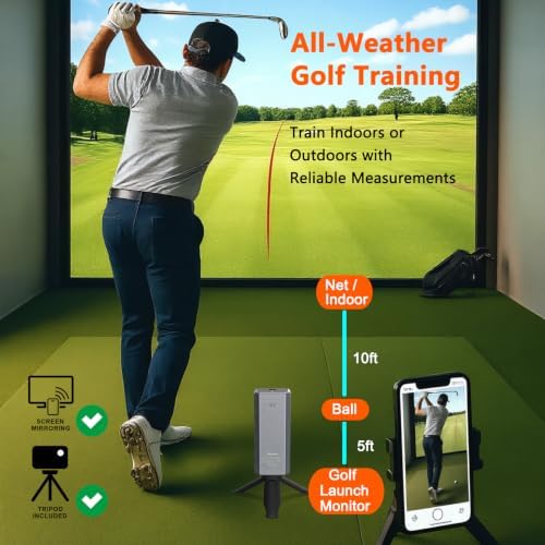 Golf Launch Monitor & Portable Swing Analyzer with 13 Metrics | Multi-Angle Practice Views