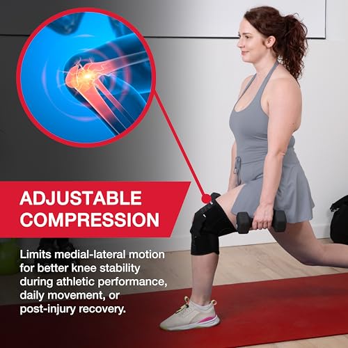 MUELLER Sports Medicine Self Adjusting Hinged Knee Brace for Men and Women, Knee Stabilizer for Compression and Pain Relief Support, Ideal for Arthritis, Sprains, Black, One Size
