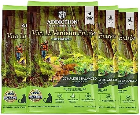 Addiction Viva La Venison Grain-Free Dry Cat Food - with Premium Venison to Support Muscle Development & Maintenance - High-Protein Recipe with Chicken & Low Carb - Made in New Zealand - 4lbs