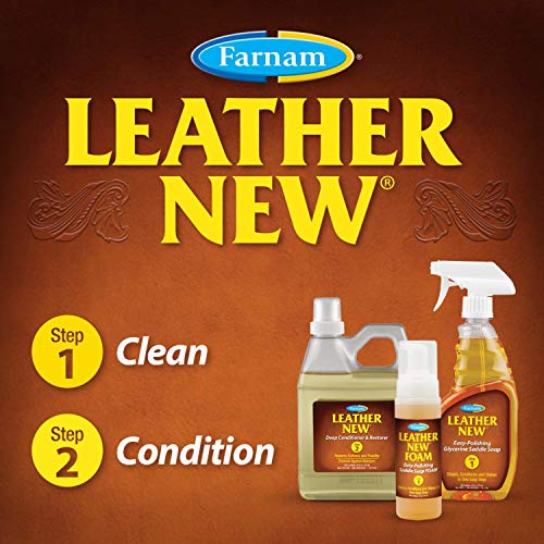 Farnam Leather New Easy-Polishing Glycerine Saddle & Leather Cleaner, 16 oz | Conditions Saddles and Leather Tack, Moisturizing