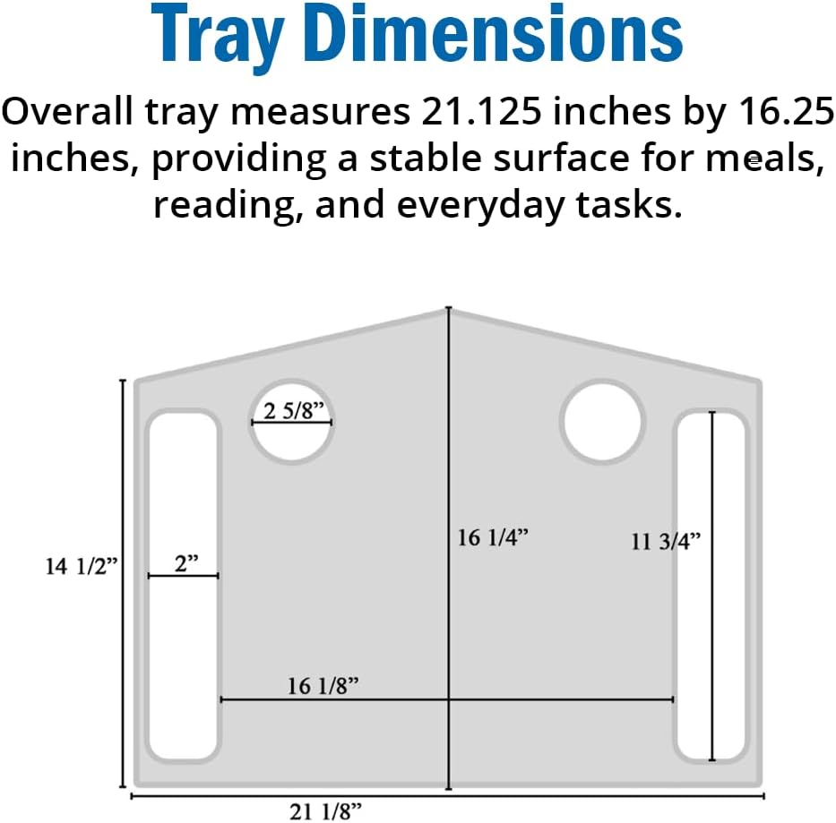 Support Plus Walker Tray Table - Mobility Table for Walker with Non-Slip Mat, Accessories, and Cup Holder (21"x16") - Gray