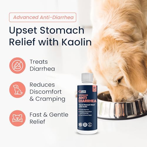 Anti-Diarrhea & Gas Relief for Dogs – Kaolin Formula to Soothe Upset Stomach & Support Digestive Health – All Breed & Size Dogs – 8 fl oz