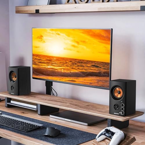 BESTISAN Active Bookshelf Speakers, 50W BT Home Speakers, 3’’ Woofer, 1’’ Silk Dome Tweeter PC Speakers, RCA Speakers for Desktop/Turntable/TV