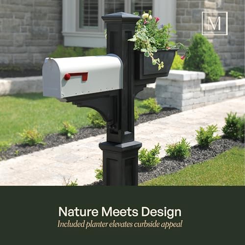 Mayne Westbrook Decorative Mail Post with Planter, White | For post-mount mailboxes, Weather & fade resistant, All season, 15-year warranty