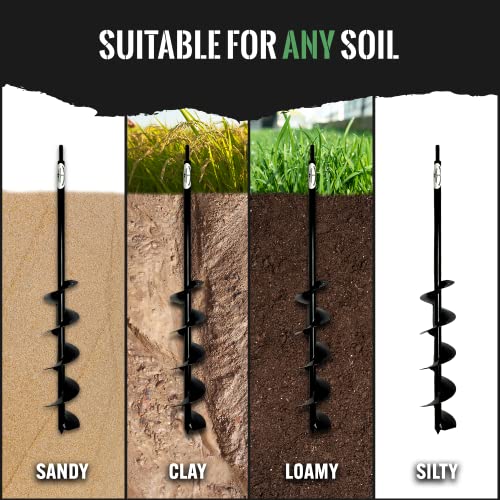 Power Planter Extended Length Garden Auger Drill Bit, 3" x 24" with 1/2" Non-Slip Hex Drive, Auger Drill Bit for Planting Bulbs and Potted Plants