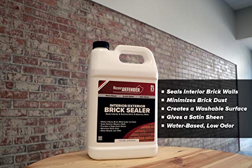 MasonryDefender Brick Sealer Satin Sheen - Water Based, Reduces Dust, Easy Clean - 1 Gallon