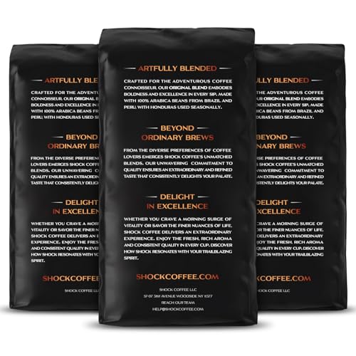 Shock Coffee Ground, The Strongest Caffeinated All-Natural Coffee, Up to 50% more Caffeine. 1 pound