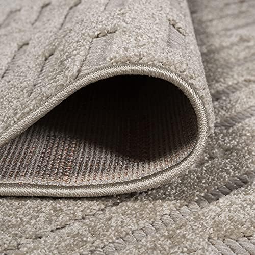 JONATHAN Y Moroccan Geometric Indoor Outdoor Area Rug 3X5 Beige, Xlendi High-Low Pile for Backyard, Patio, Porch, Easy-Cleaning, High Traffic