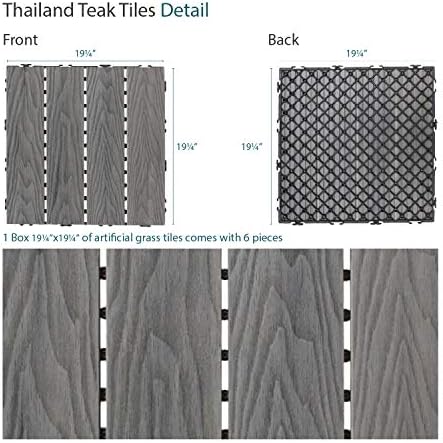 ECOOPTS 12"x12" Interlocking Deck Tiles Patio Floor Tiles Outdoor Flooring Wood Deck Tiles for Porch Balcony Backyard, 9 Slat x 15 Boxes, Brown