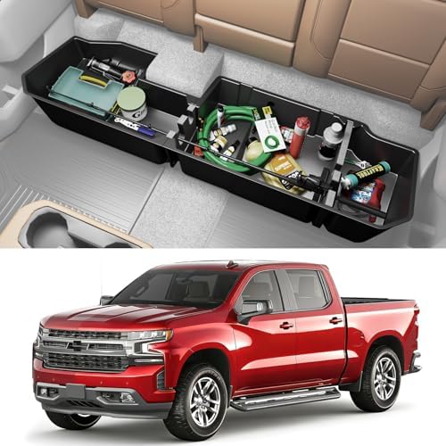 Tuyoung Under Seat Storage Boxes for 2015-2026 Ford F-150 F150 | SuperCrew Cab 2017-2026 F-250/F-350/F-450/F-550 Super Duty Heavy Duty Rear Truck Under Back Seat Box Organizer Cargo Box