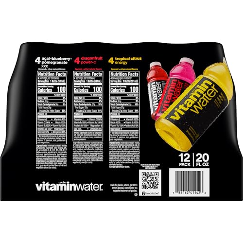 vitaminwater Refresh Tropical Mango, Flavored Water Beverage Bottles, 20 fl oz, 12 Pack