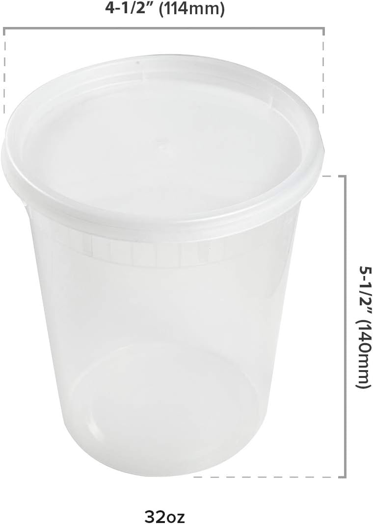 AmerCare 32 Ounce Clear Deli Container with Lid Combo, Case of 240