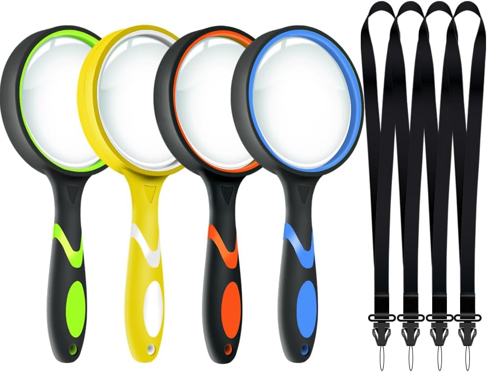 Leffis 3 Pack Magnifying Glass, 10X Reading Magnifier for Kids and Seniors