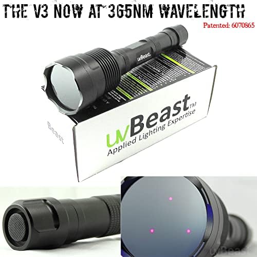 V3 365nm Black Light UV Flashlight, High Power and Long Range | High Definition Ultraviolet, Professional Grade Beam, Commercial Use, USA Stock