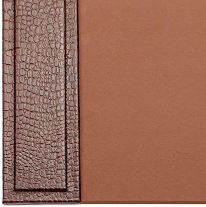 DACASSO Crocodile Embossed Leather Desk Pad with Side Rails - Luxury Leather Desk Blotter for Writing - Padded Executive Desk Surface Protector