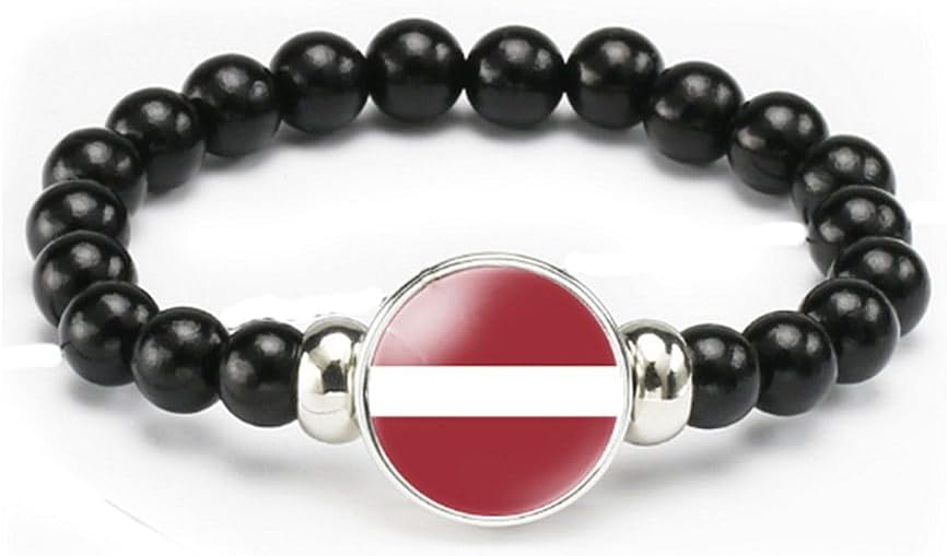 vmcoatdu National Flag Bracelet Elastic Rope Beaded Bracelet Support Your Country Travel Souvenir Gifts for Men Women