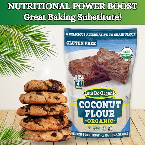 Let's Do Organic Coconut Flour, For Baking, Gluten Free - 16 Oz (Pack of 6) | Wheat Flour Alternative, High in Fiber & Protein, Non-GMO Project Verified, USDA Organic