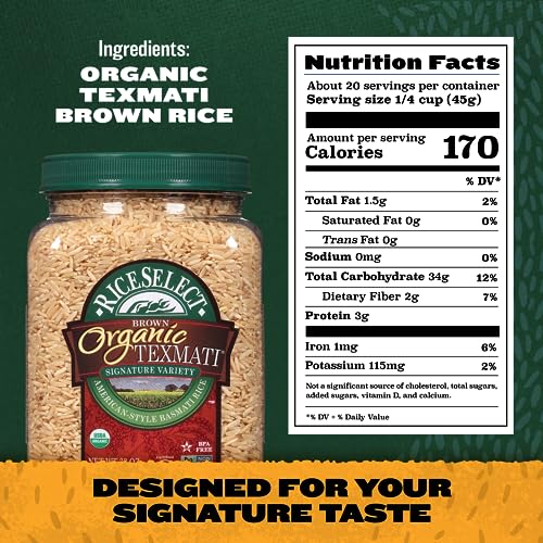 RiceSelect Organic Texmati White Rice, Long-Grain Basmati Rice