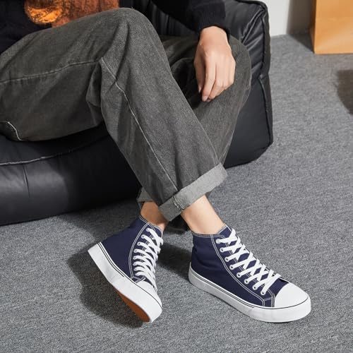 yageyan Men’s High Top Canvas Sneakers Fashion Lace up Walking Shoes Casual Classic