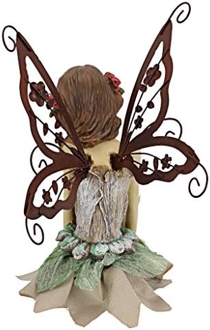 Design Toscano KY71004 Fiona The Flower Fairy Garden Statue, 17 Inch, Antique Stone